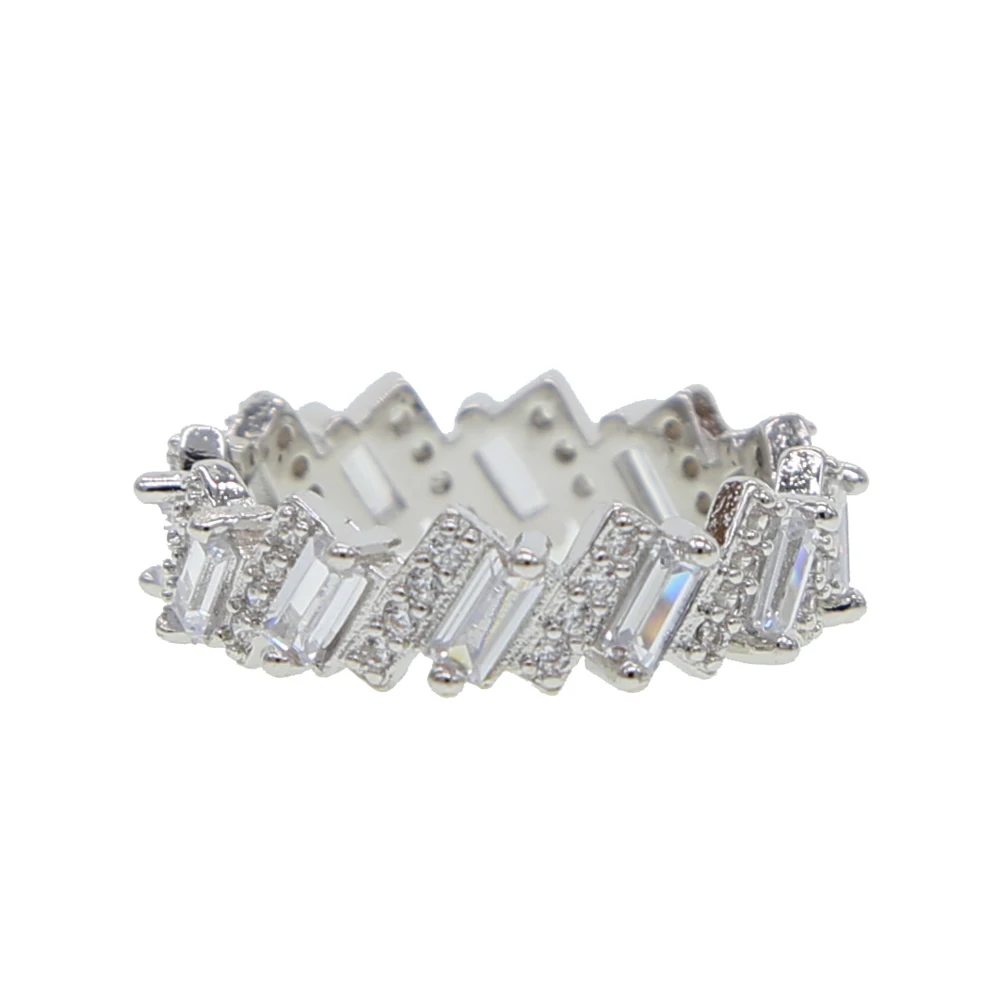 Белый золотой цвет крошечная полоса обручальное кольцо для женщин сверкающий