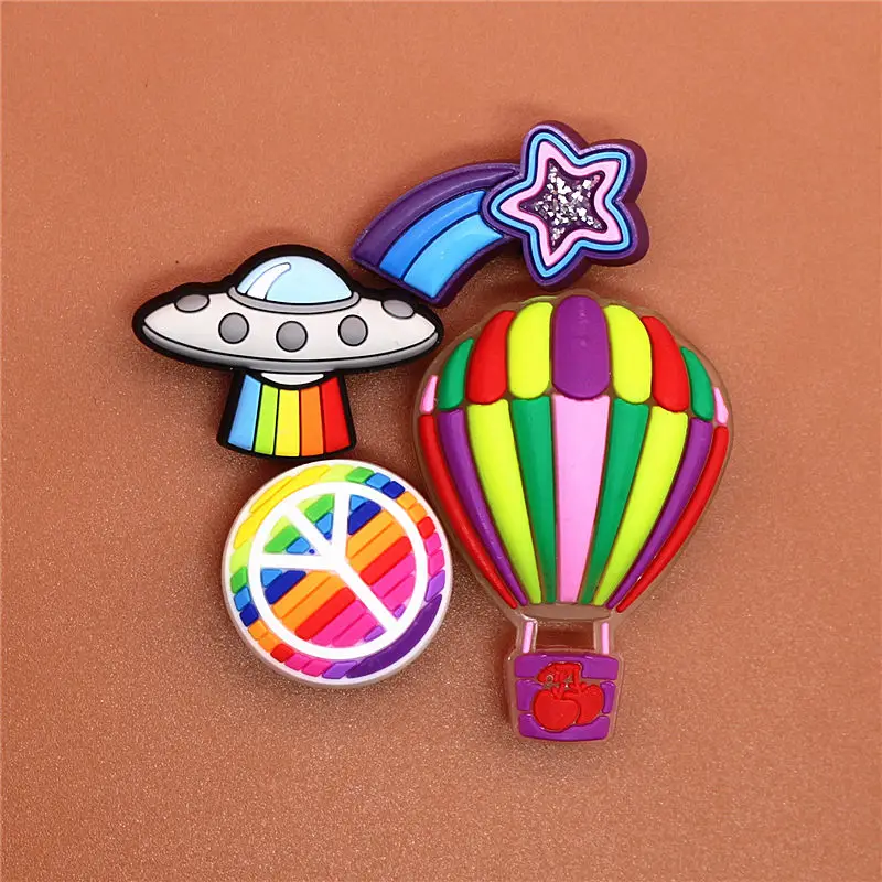 Single Sale 1pc Original Shoe Charms Shooting Star UFO Peace Balloon Shoe Accessories Buckle Decorations Fit Croc JIBZ Kids Gift