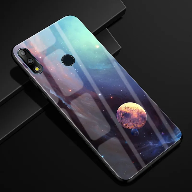 45 Для Asus Zenfone Max Pro M2 ZB631KL Чехол Жесткий PC стеклянный чехол для телефона черный TPU бампер чехол для Asus ZB631KL закаленное стекло - Цвет: 45