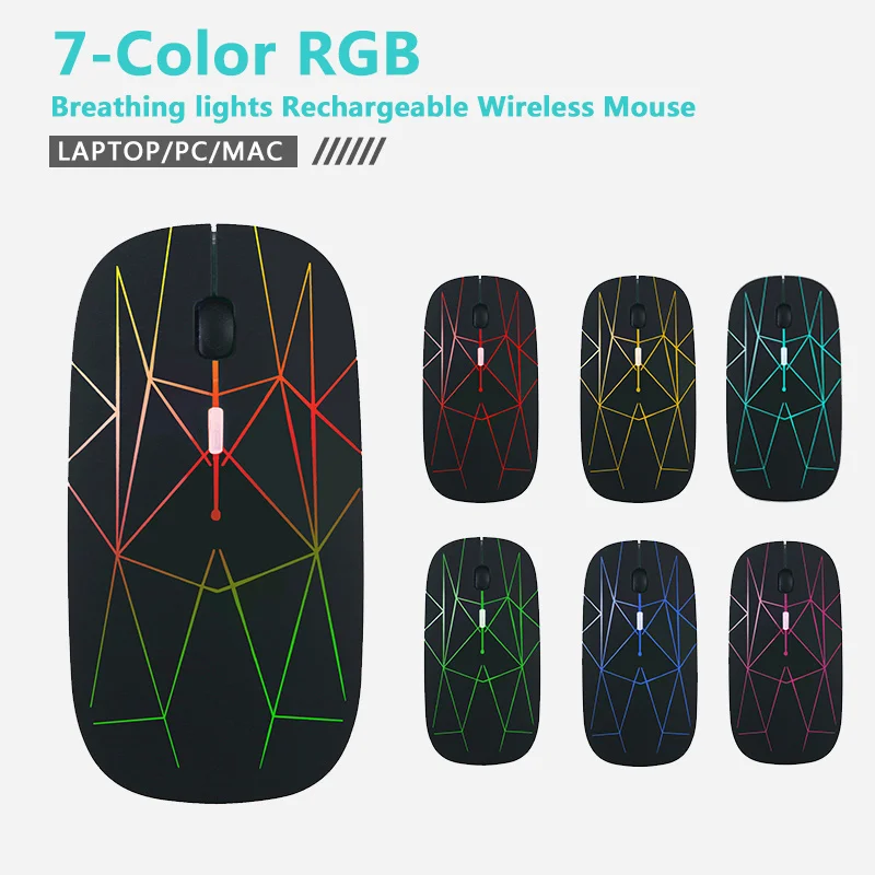 

2.4G Wireless Rechargeable Silent Mouse USB Type-C Dual-mode LED Gaming Mouse 1600 DPI Slim Optical Mice For Mac Laptop Desktop