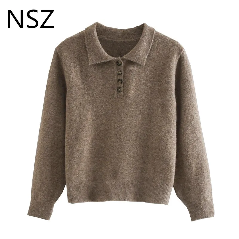 Женский винтажный свитер NSZ укороченный Топ с длинным рукавом Осенний Модный