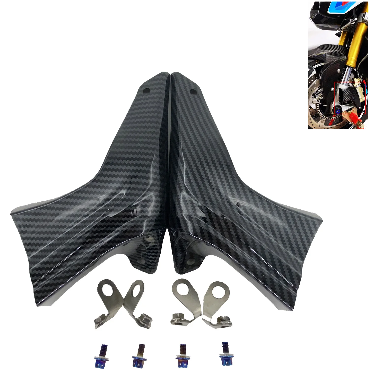 

Carbon Fiber Painting Brake Caliper Air Cooling Ducts And Mounting Kit For BMW S1000RR S1000XR R1250GS 1200R R1200RS
