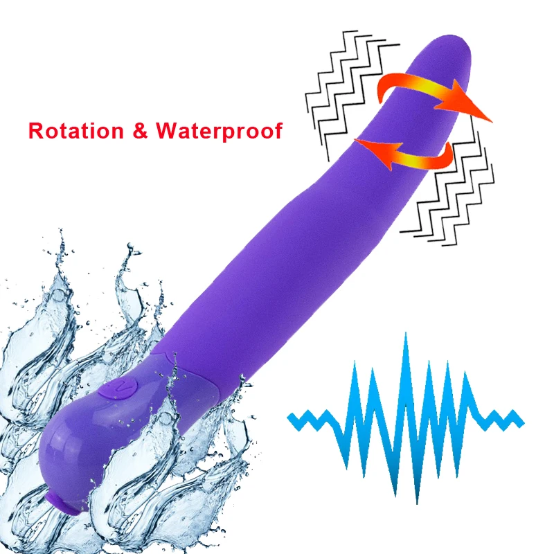 6 скоростей Перезаряжаемые сильная вращение вибрирующий фаллоимитатор оральный