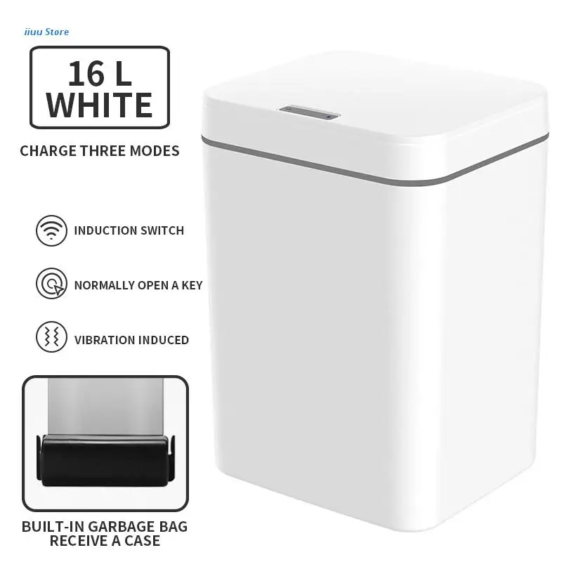 

4 Gallon Trash Can Automatic Touchless Intelligent Induction Motion Sensor Waste Bin for Kitchen Office Bathroom L5YE