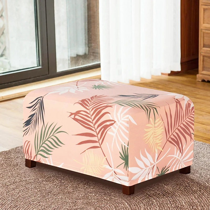 

Elastic Spandex Ottoman Sofa Stool Cover Home Furniture Case Room Office Dust-proof Footstool Floral Printing Footrest Covers