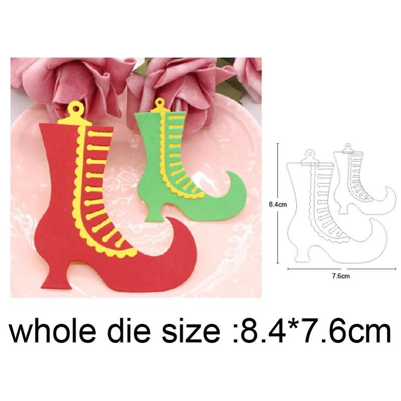 

2pcs Double Layer Christmas Boots Metal Cutting Dies Stencils for DIY Scrapbooking dies Embossing Die Cuts Paper Card Craft dies
