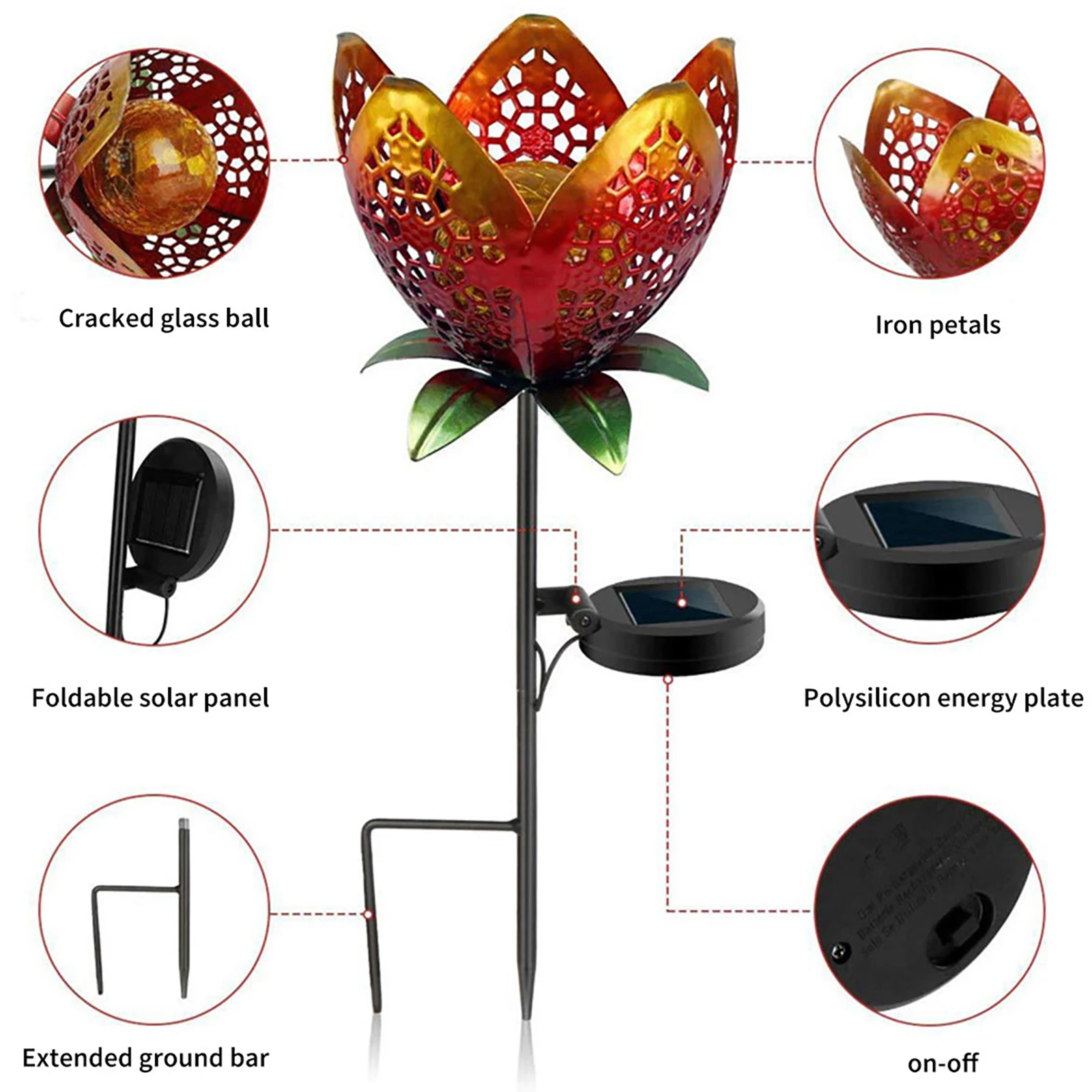 

Metal Flowers Solar Lights Waterproof Garden Stake Art Lamp For Outdoor Walkway Pathway Yard Lawn Courtyard Decor Dropshipping
