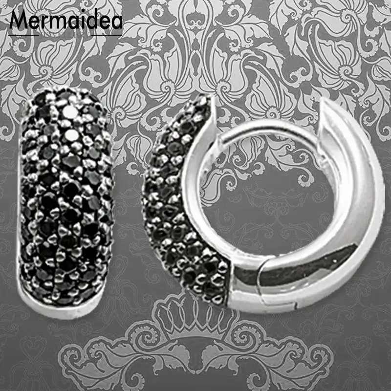 Креольские черные серьги кольца на петлях циркониевые модные ювелирные изделия