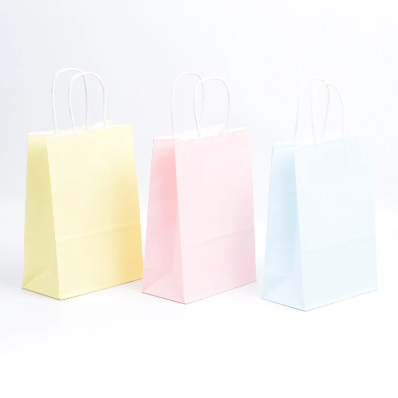 6 шт. подарочные пакеты из крафт-бумаги синие/Розовые пастельные конфеты радуга