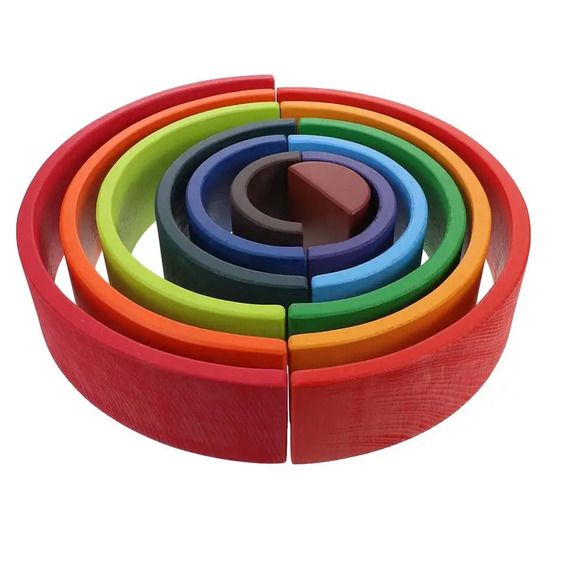 

1 Set of Kids Building Blocks Toys Rainbow Stacking Toys Educational Playthings