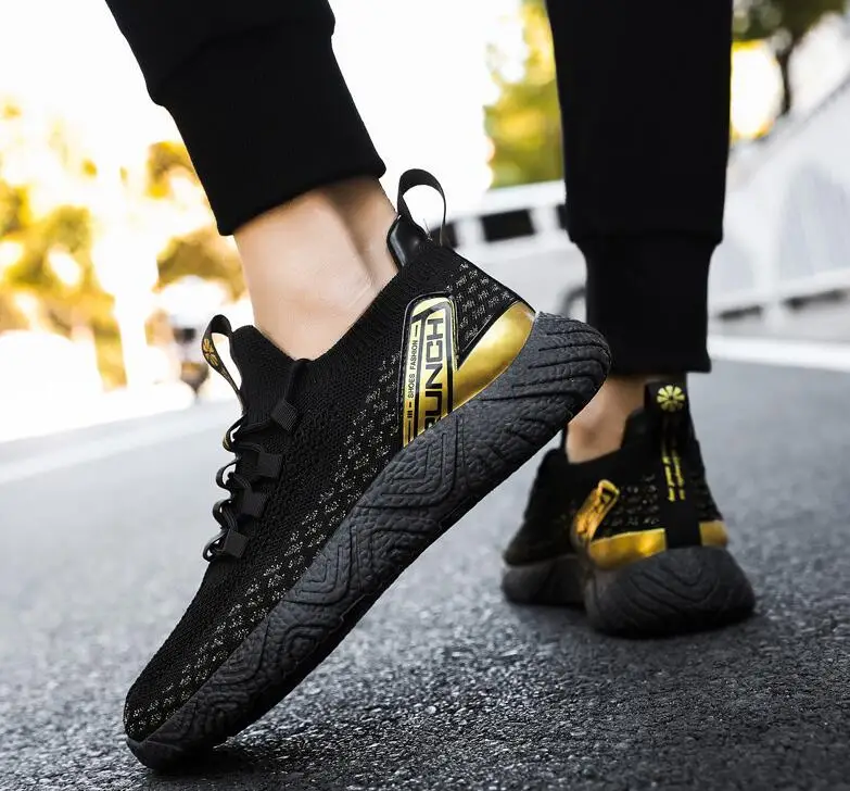 Кроссовки мужские сетчатые для бега повседневная обувь золотистые |