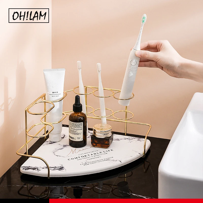 

Держатель для зубной пасты и для зубной щетки-органайзер для бритвы Diatomite, электрическая подставка, коврик для очищения лица, аксессуары для...