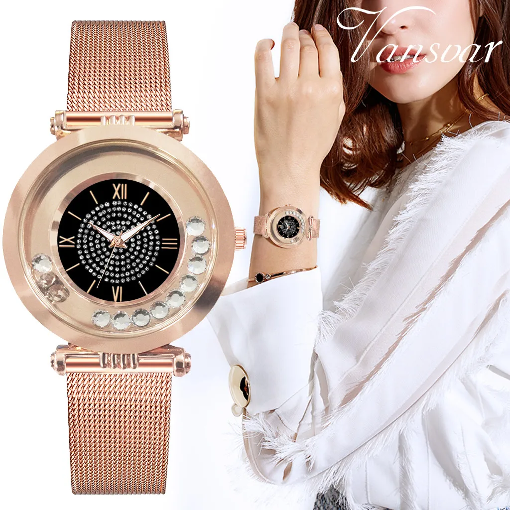 2019 Vansvar женские часы с кварцевым экраном рифленая нержавеющая сталь reloj | Отзывы и видеообзор