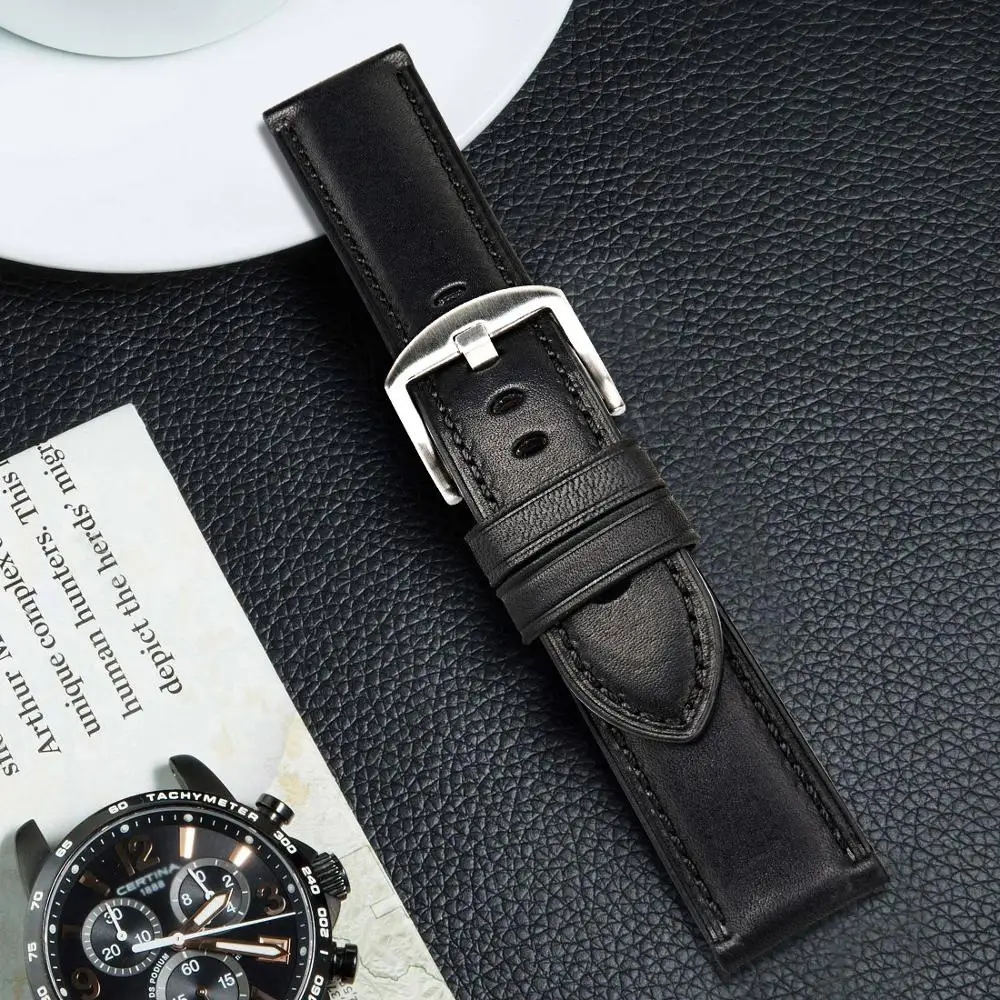 DEETLE Genuine Leather Watch Strap 20mm 22mm 24mm Men Watchband Cow Leather Watch band For MIDO Casio SEIKO TISSOT
