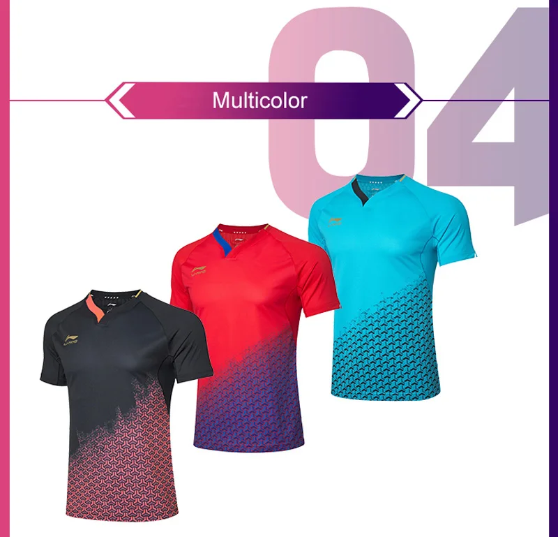 Li-Ning мужской костюм для соревнований по настольному теннису национальная команда спонсор на сухой дышащей подкладке спортивные футболки AAYP081 MTS3090