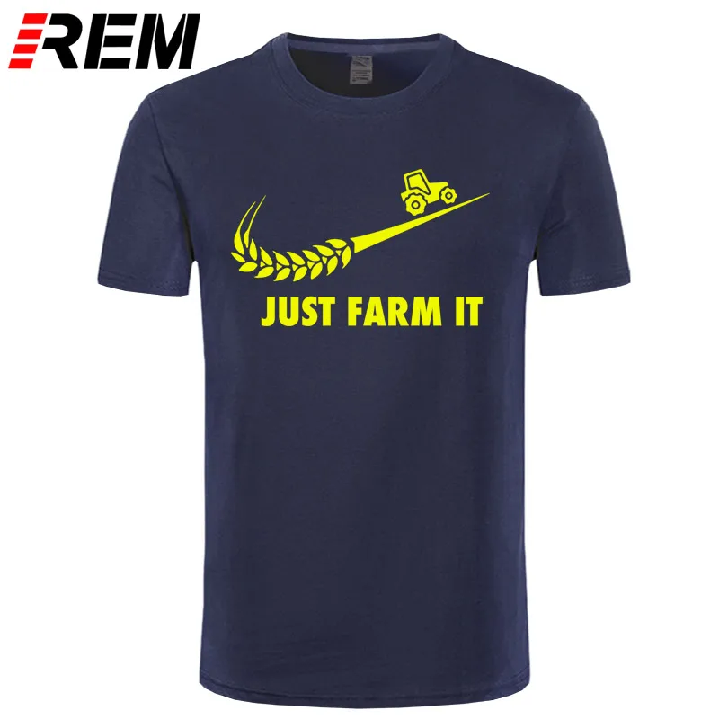 navy yellow Модная футболка Just Farm It, мужские хлопковые фермерские футболки с круглым вырезом и короткими рукавами, Мужская футболка для сельского хозяйства, топы - Цвет: navy yellow