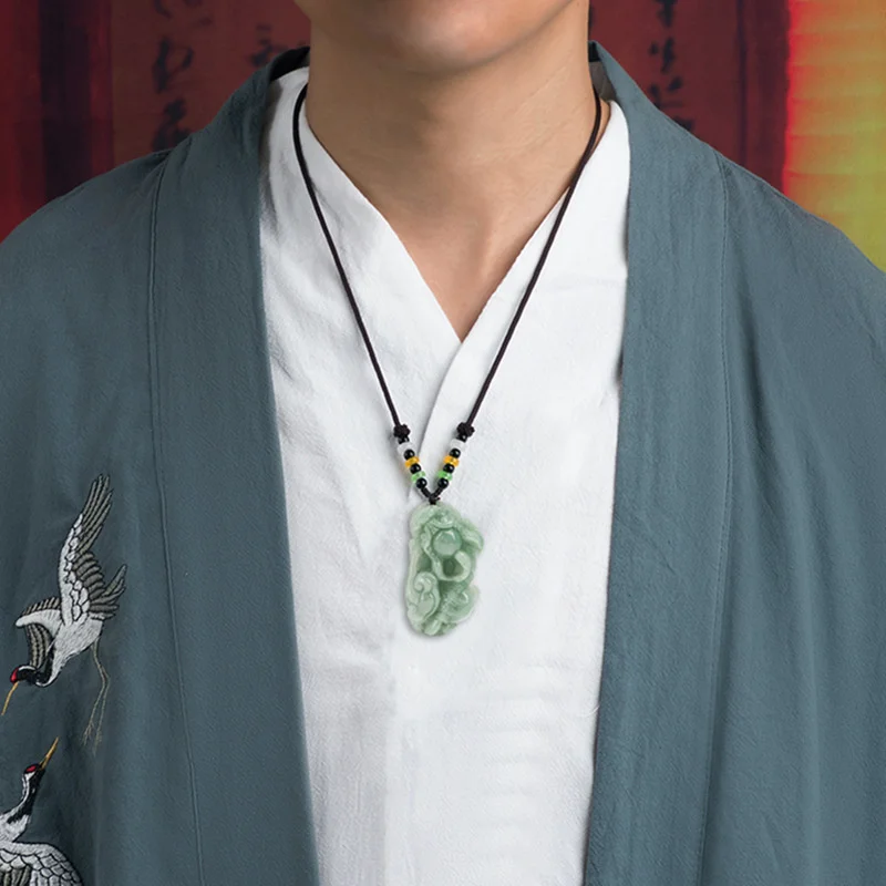 Лидер продаж подвеска ожерелье из натурального нефрита с ручной резьбой модные