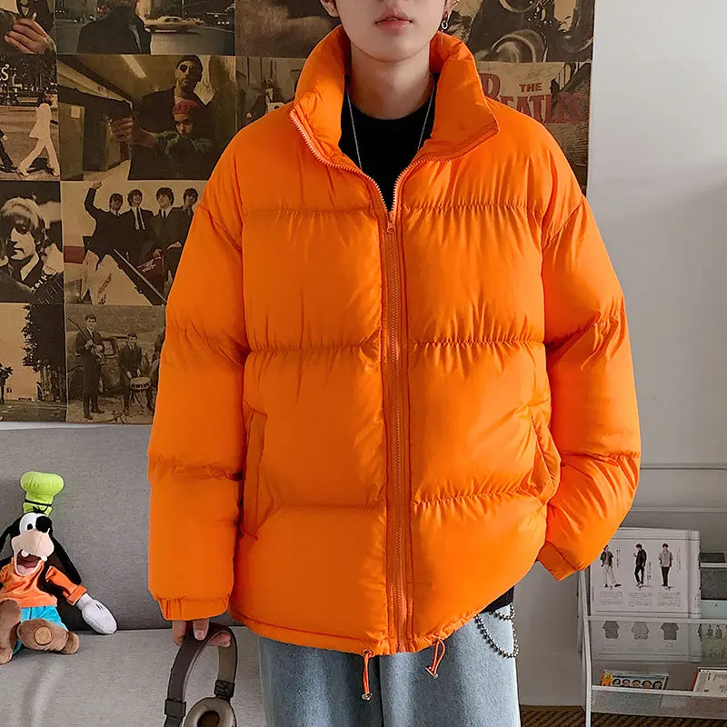 Korean Style Stand-up Collar Coat Men's Parka Warm Fashion Casual Short Coat Men Loose Winter Thicken Jacket Mens Clothes S-3XL