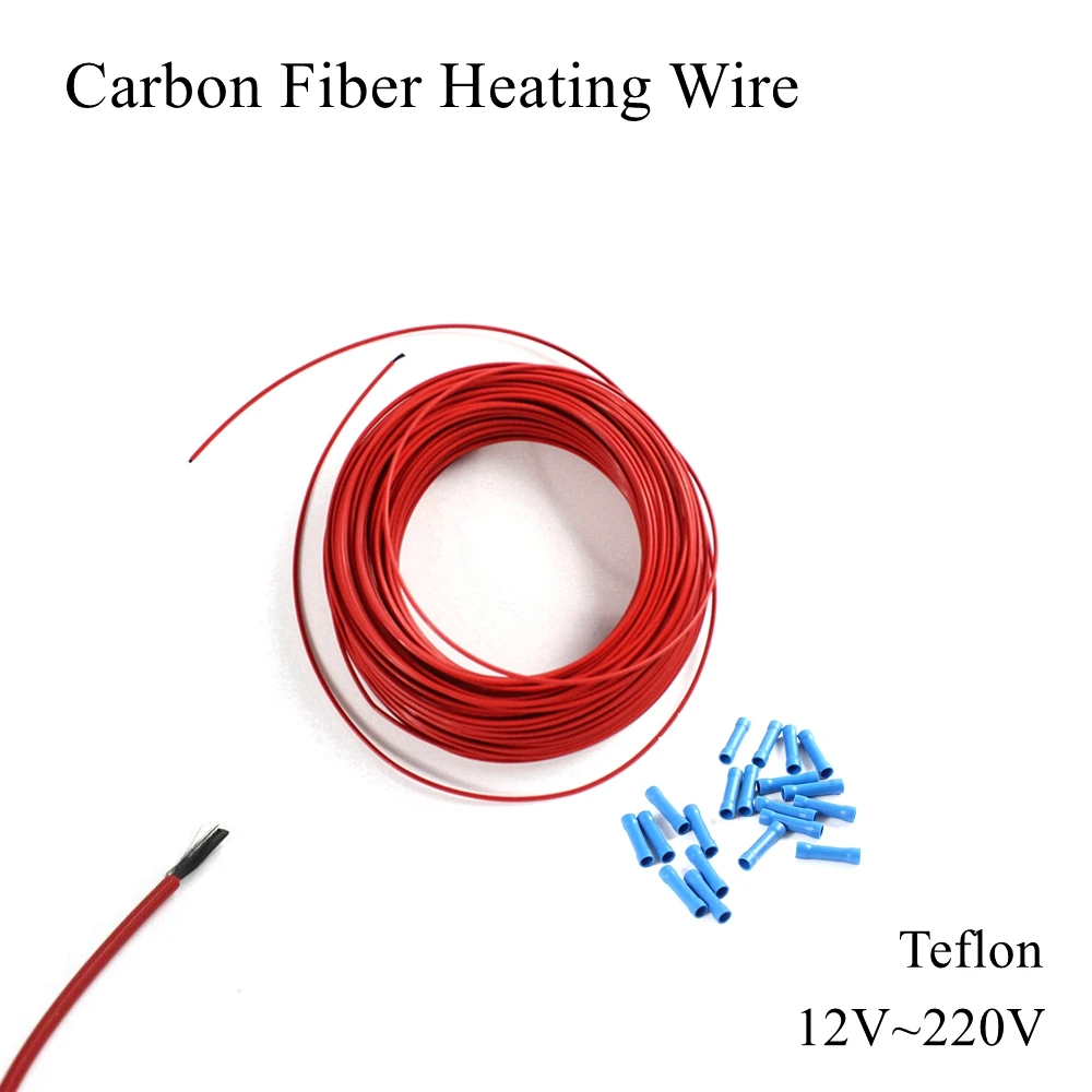 

Teflo PTFE Sheath Carbon Fiber Heating Wire Cable 12V 24V 110V 220V Infrared Freeze Water Pipe Frost Warm Underfloor Floor Sewer
