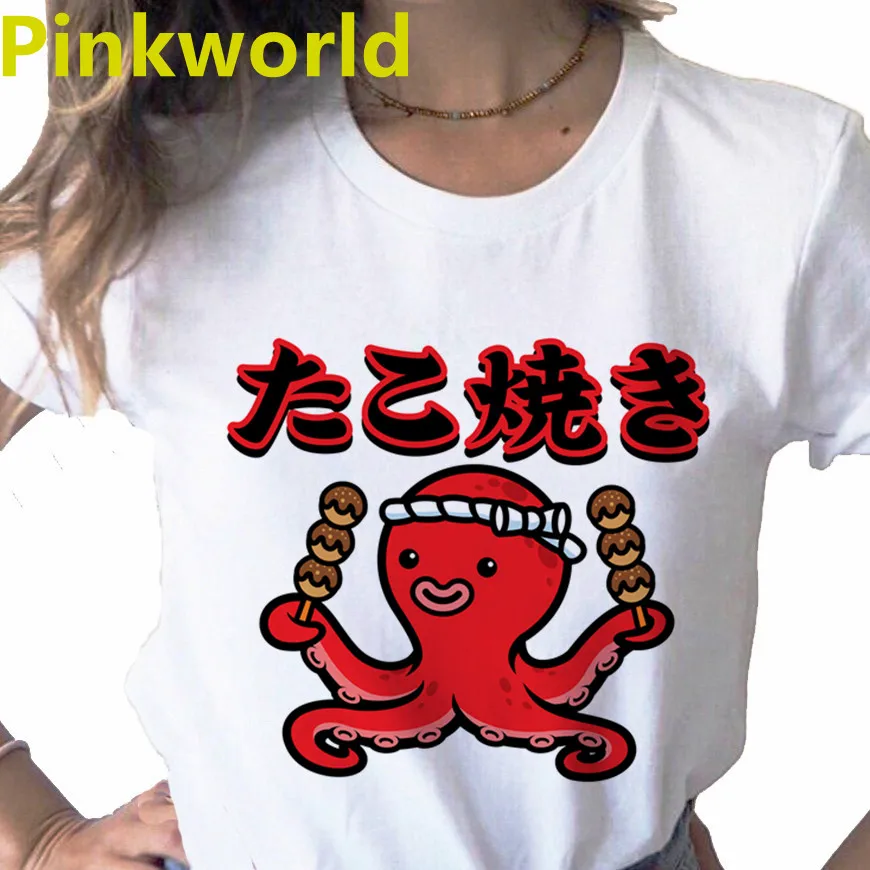 The Sushi Dragon Classic Print Ladies Goth Top T-shirt Casual Basics O-Collar White Shirt Short Sleeve Ladies T-shirt,Drop Ship images - 6
