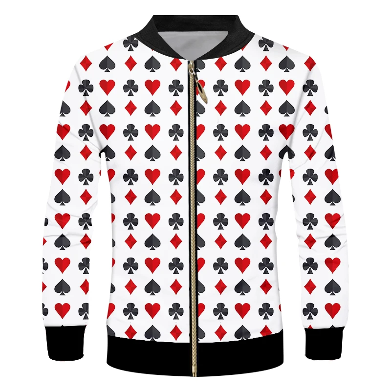Куртка CJLM на молнии с принтом в виде покера мужские топы длинным рукавом для