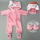 Одежда для кукол, для новорожденных, размер 43 см, розовый наряд для кукол 18 дюймов, толстовка с капюшоном, костюм с игрушкой