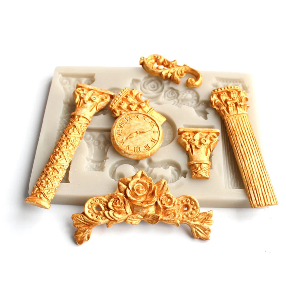 Европейский стиль сделай сам римская колонна часы роза тисненая помадка шоколад