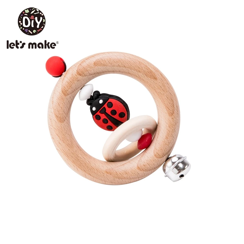 ladybug Let'S Make 1 шт. миниатюрные деревянные кольца в виде животных, детские игрушки для игр, детские погремушки для мобильного телефона, деревянные детские подвижные музыкальные игрушки для новорожденных - Цвет: ladybug