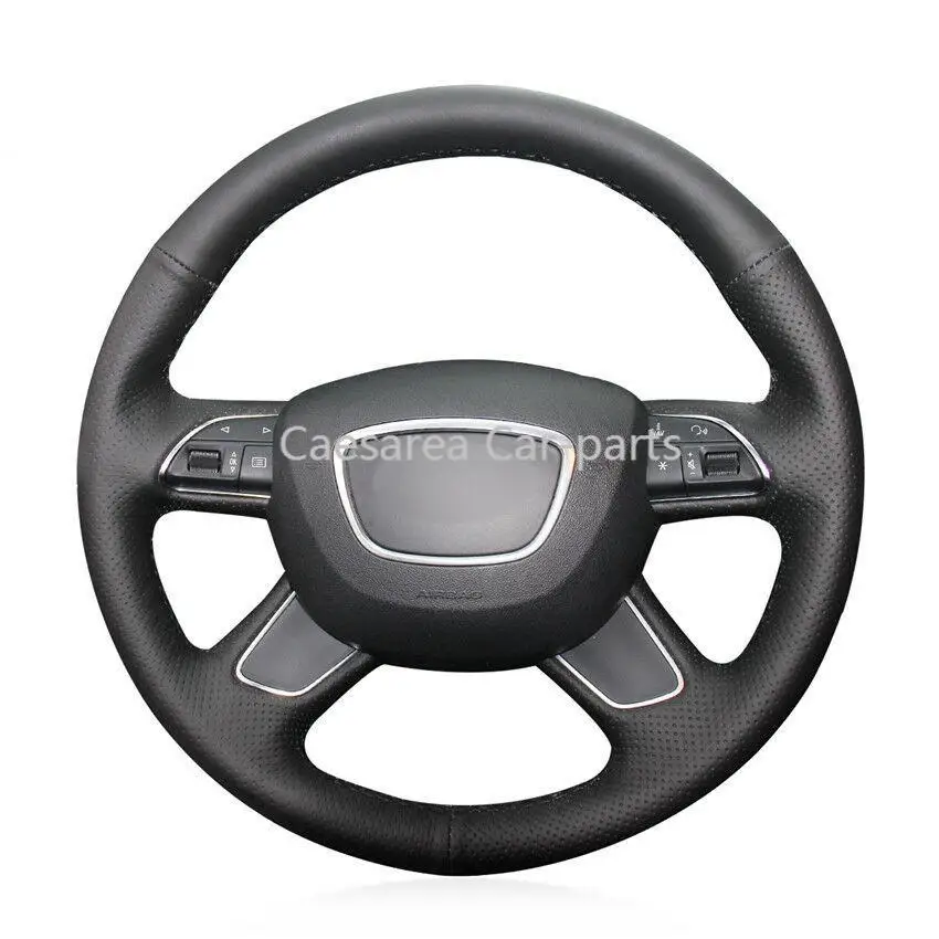 

For Audi Q7 2012-2015 Q3 hand-sewn steering wheel cover black artificial leather