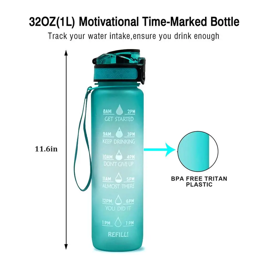 

1L Water Bottle Motivational Water Bottle With Time Maker Drink Bottle Frosted Leakproof Cup For Outdoor Sport Fitness