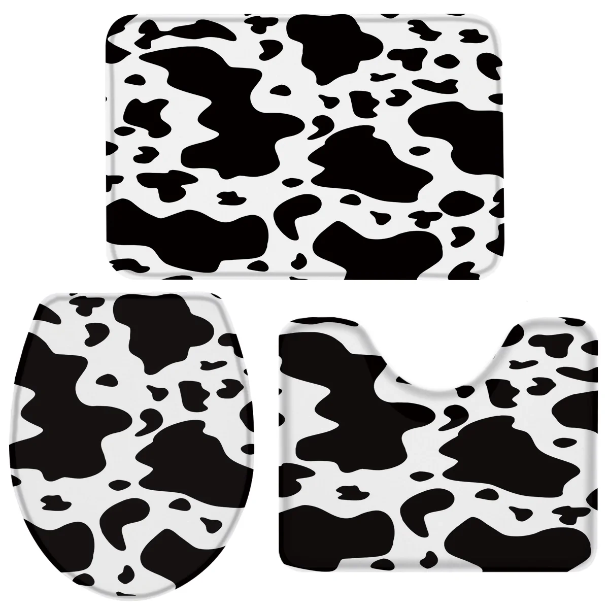 Набор для ванной из 3 предметов черный белый граффити корова пятно набор