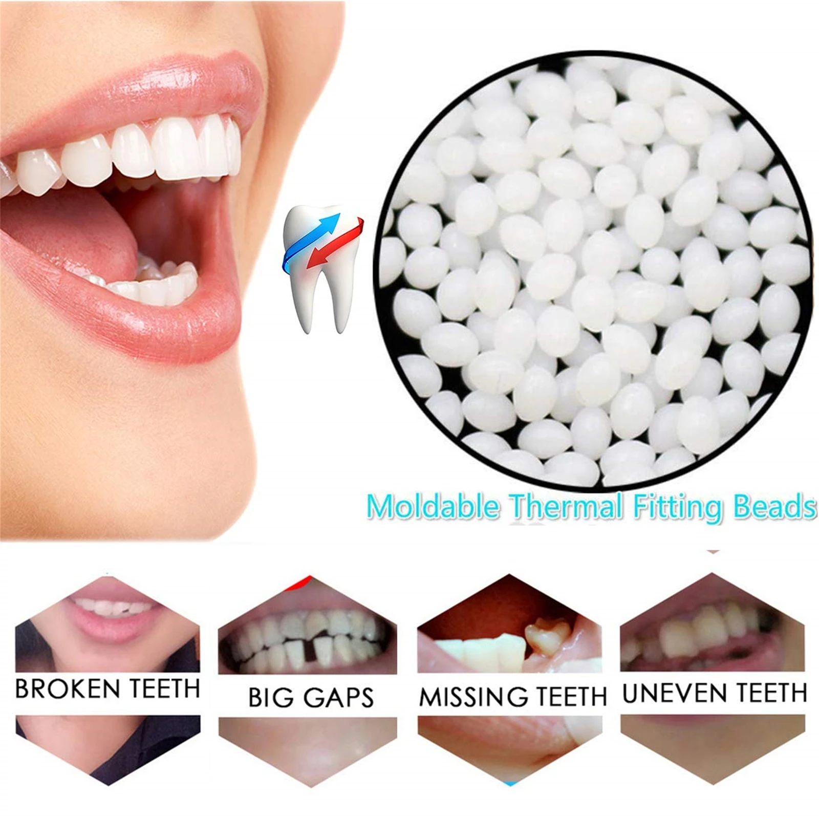 

Teeth Repair Kit Temporary Teeth Replacement Kit Moldable False Teeth Multi-functional Temporary Tooth Repair Kit Cleaner