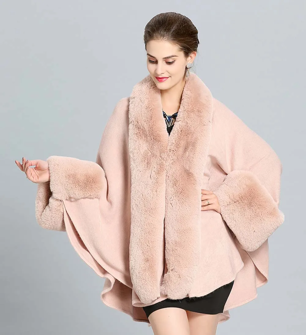 

Women's Faux Fox Large Fur Collar Faux Fur Wedding Cape Jacket