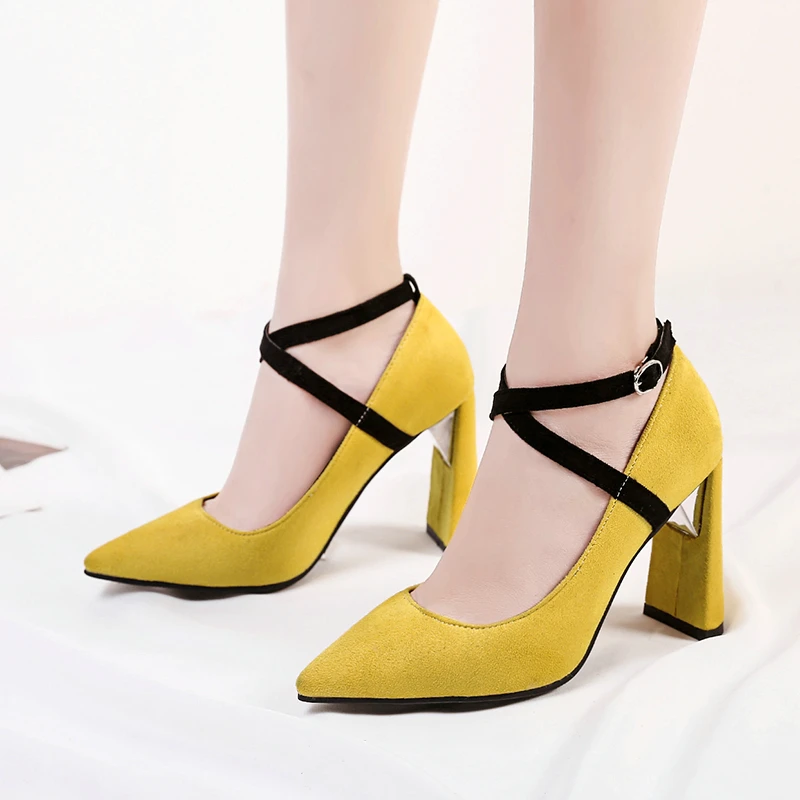 Сезон весна-осень Яркие Цвета милые красивые туфли на высоком каблуке Модные