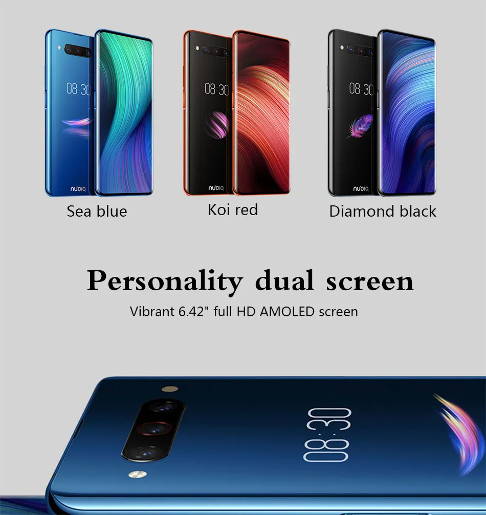 zte Nubia Z20 двойной экран 6,4"+ 5,1" 6 ГБ 128 ГБ Snapdragon 855 plus 2,96 ГГц 4000 мАч Трехместный задний 48мп смартфон