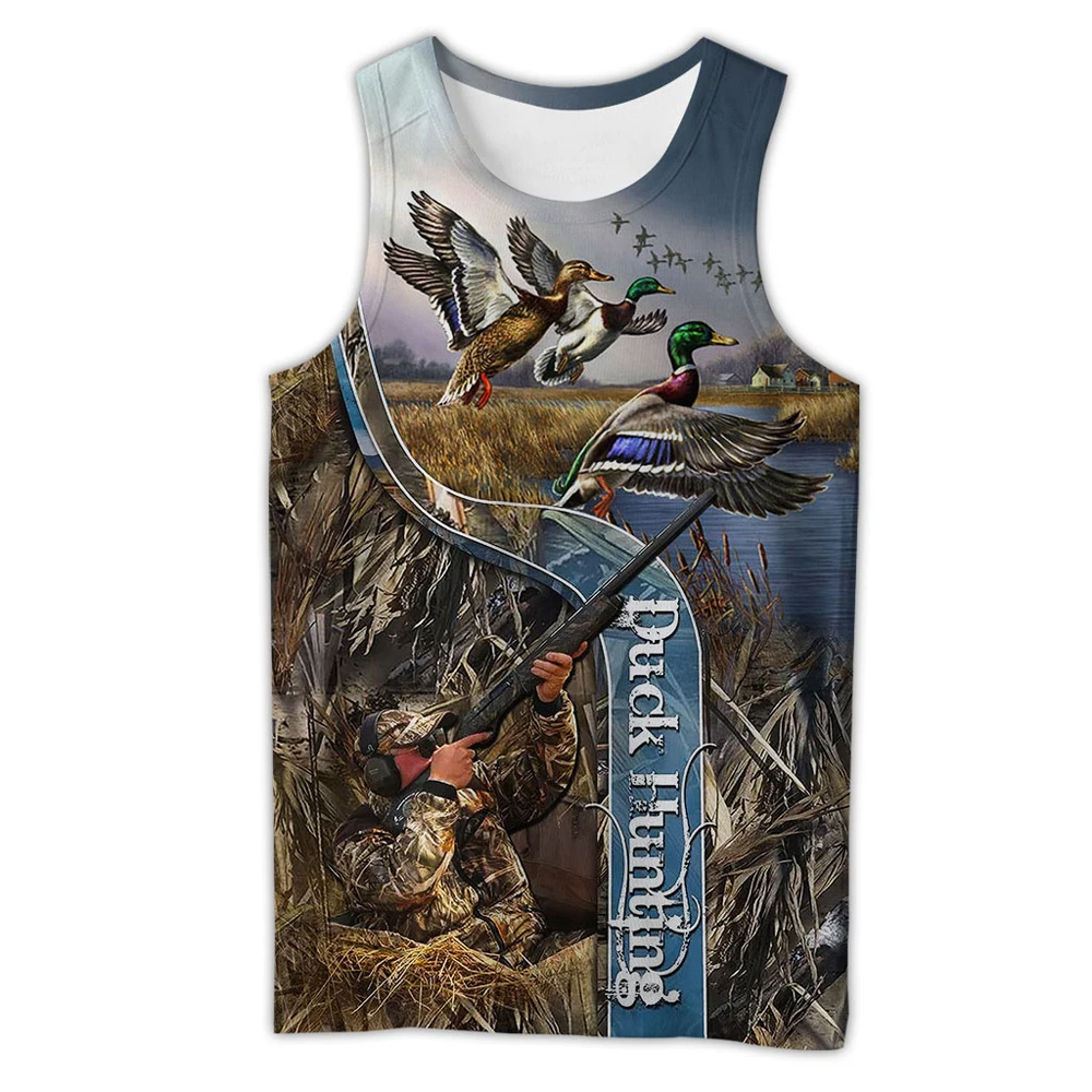 Красивый мужской жилет с 3D рисунком животных утки охоты летняя футболка без