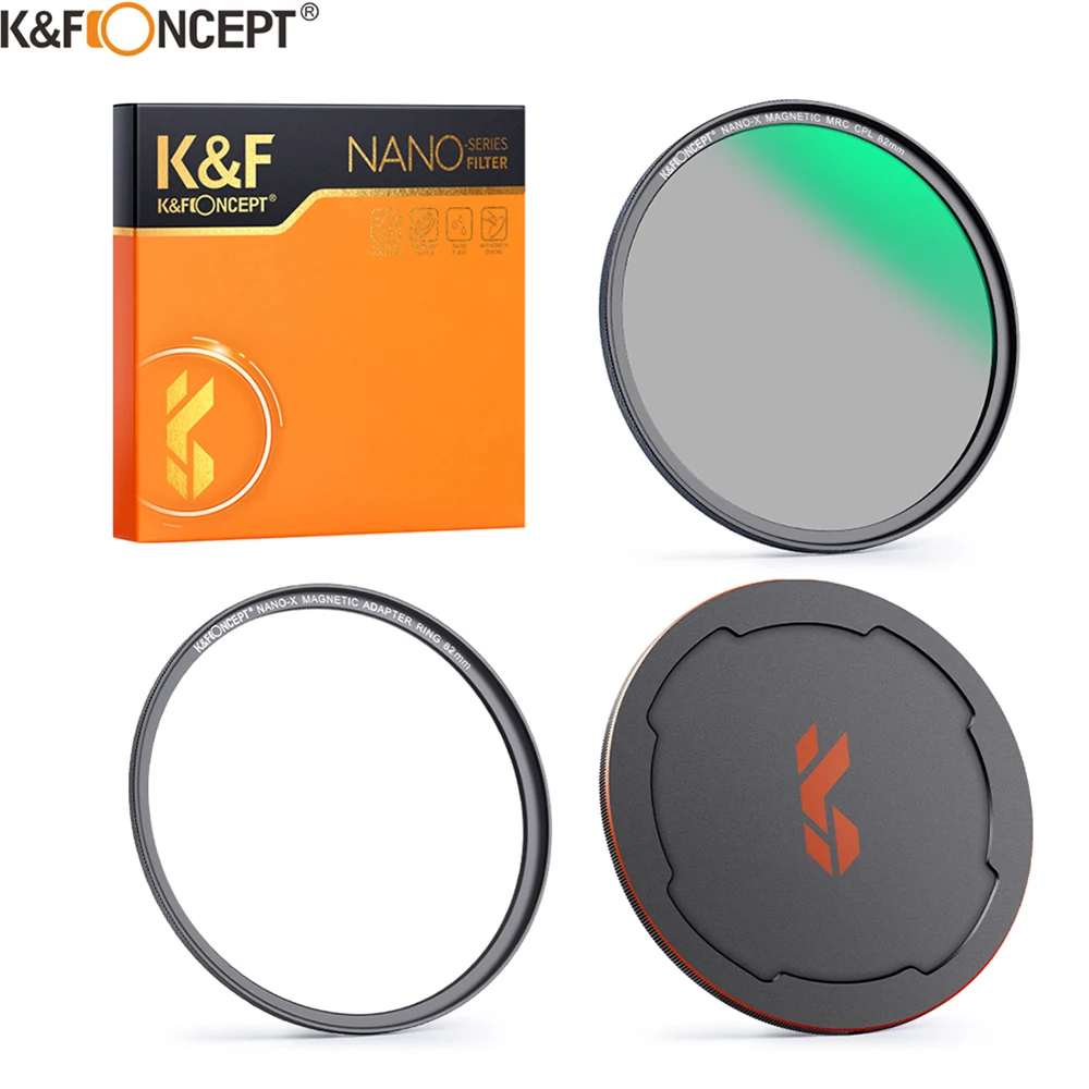 K&F Concept Magnetic HD CPL Nano-x Camera Filter with Lens Cap Circular Polarizeing Multi-Layer Coatings 52mm 58mm 62mm 67mm