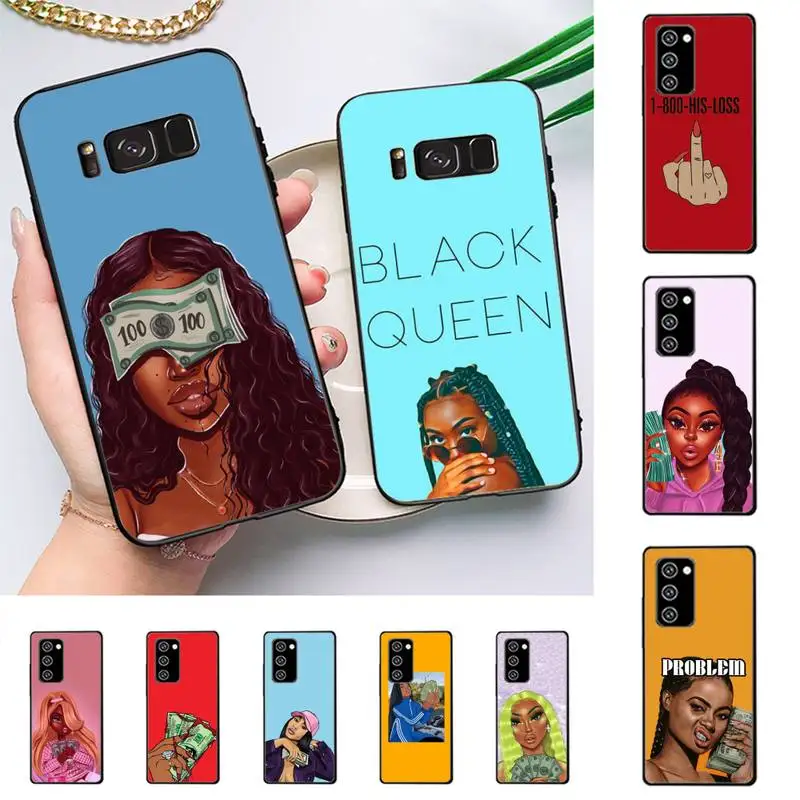 

MAKE MONEY Cash Black head Sweet Spoiled Girl Phone Case For Samsung Note 10Pro Note20ultra note20 note10lite M30S Coque