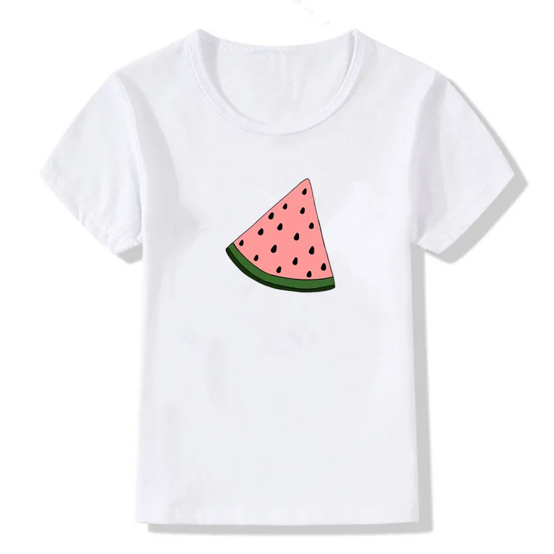 Забавная детская футболка с рисунком арбуза милые топы для мальчиков и девочек