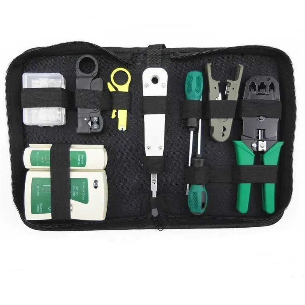 

11pcs/set RJ45 RJ11 RJ12 CAT5 CAT5e Portable LAN Network Repair Tool Kit Utp Cable Tester AND Plier Crimp Crimper Plug Clamp PC