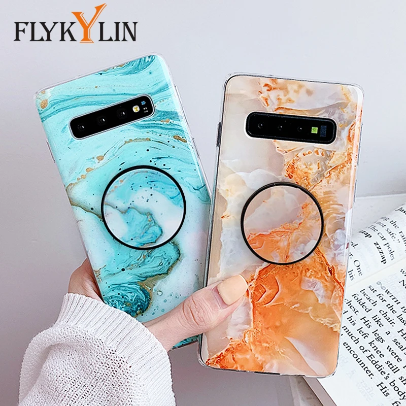 FLYKYLIN Гладкий мрамор чехол для Samsung Galaxy S8 S9 S10 Plus S10e задняя крышка на Мягкий ТПУ