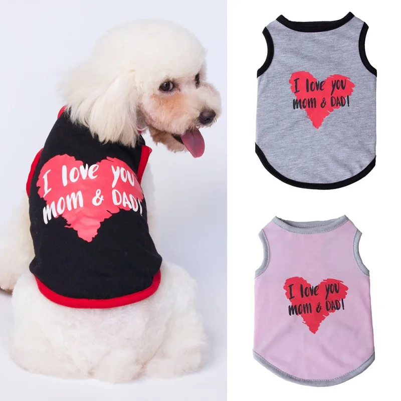 

Dog Clothes Pets Clothing Cat Clothing For Dogs Shirt Pet Products For Small Dogs Summer I LOVE MY DADDY MOMMY