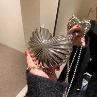 personalized mini shell bags for women loving heart shape metal alloy chain shoulder crossbody bag luxury lipstick coin purses