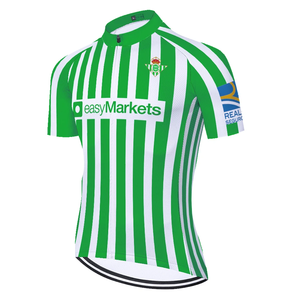 Зеленая велосипедная Джерси Betis дышащая быстросохнущая майка Мужская с коротким