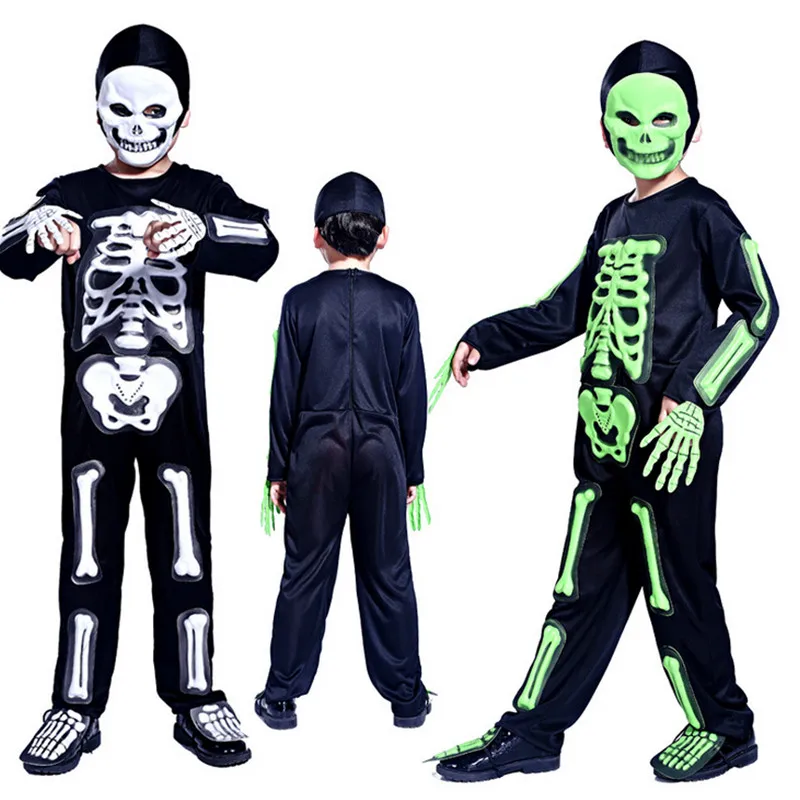 Костюмы на Хэллоуин для мальчиков Человек Призрака с черепом костюмированной