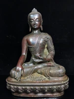 12tibet temple collection old bronze cinnabar lacquer shakyamuni buddha sitting buddha ornaments town house exorcism