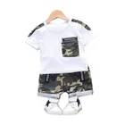 Детский хлопковый костюм, для мальчиков и девочек, Спортивная футболка, шорты, 2 шт.компл.