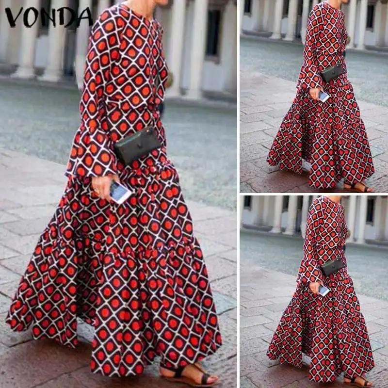 Брендовое осеннее весеннее платье VONDA с длинным рукавом и круглым вырезом