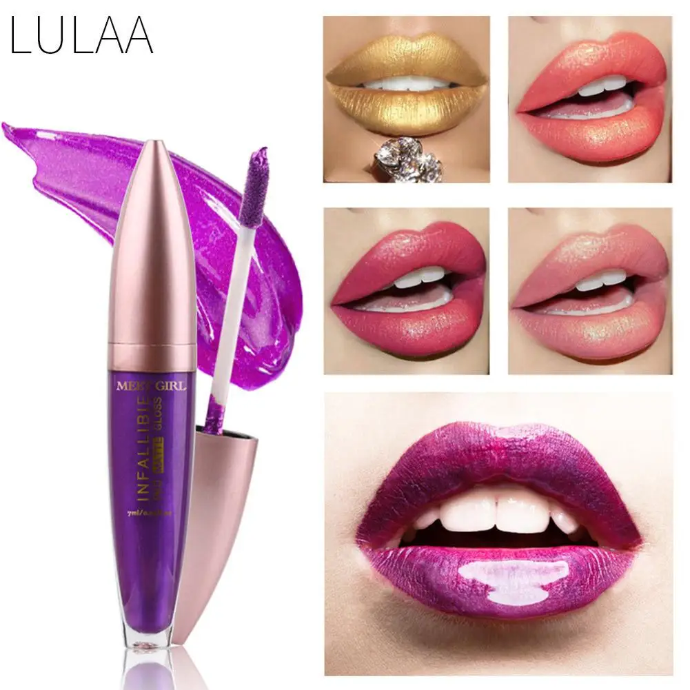 Голубой зоопарк 12 цветов Блеск для губ глазурь яркая вспышка перламутровая