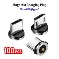 100pcs wholesale round magnetic plug micro usb type c charging cable adapter for samsung huawei xiaomi tablet phone charger plug